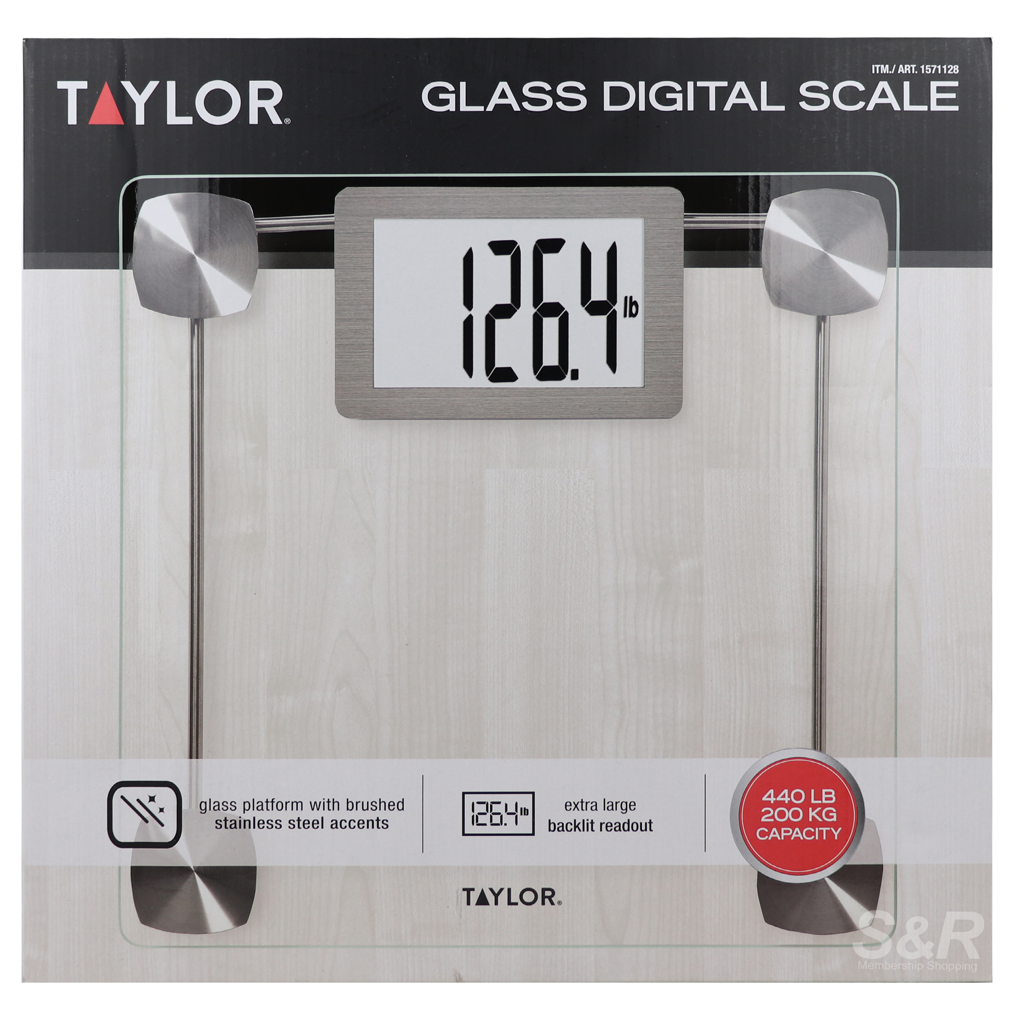 Taylor Glass Digital Scale 12.4x12.4in 200kg Taylor Glass Digital Scale 12.4x12.4in 200kg